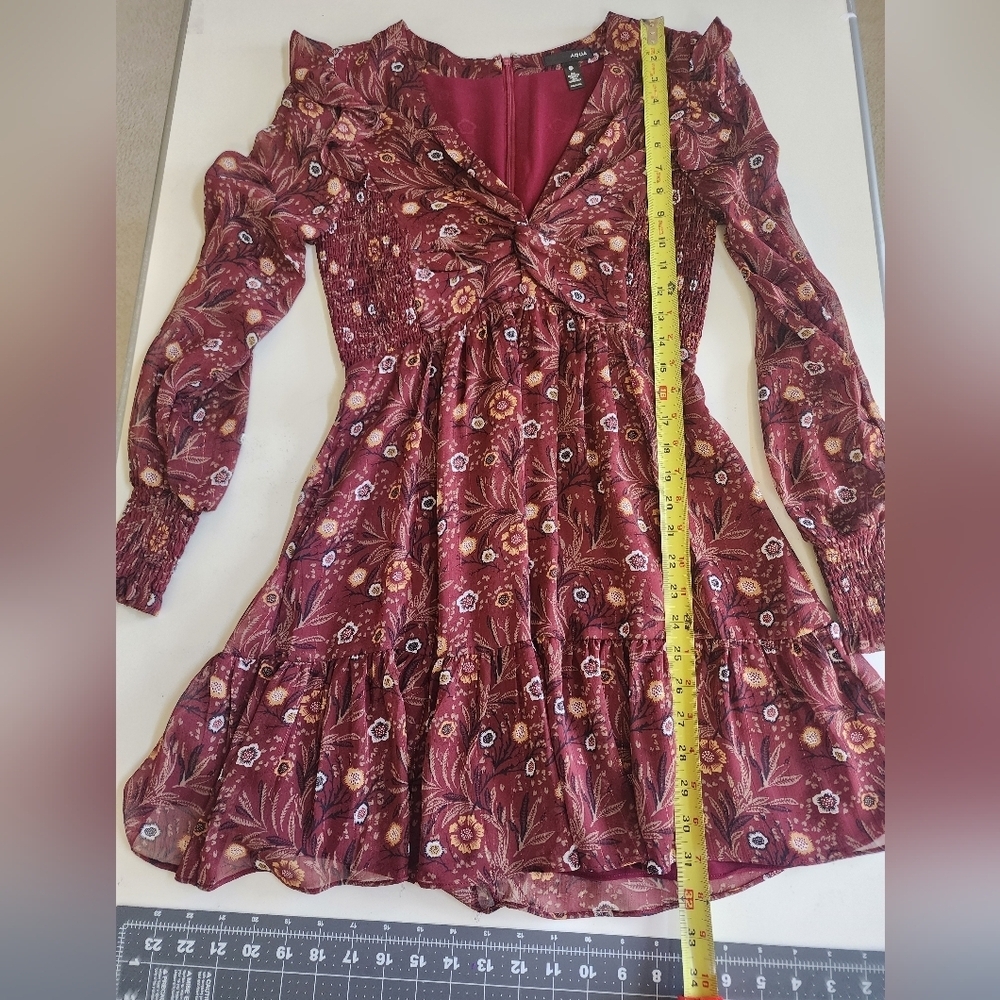 AQUA Floral V-Neck Mini Dress - XS - Bloomingdale's Exclusive - Like New - Picture 5 of 11